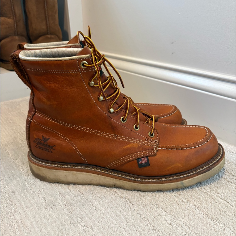 Thorogood Men’s Leather Work Boots Moc Toe USA Made Slip Resistant Size 12